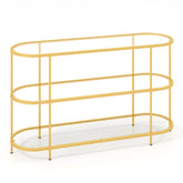 3 Tier TV Stand Console Table with Tempered Glass Shelves for Living Room