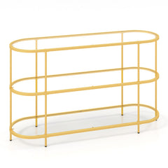 3 Tier TV Stand Console Table with Tempered Glass Shelves for Living Room