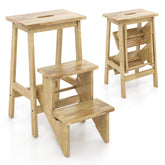 3-in-1 Rubber Wood Step Stool with Convenient Handle