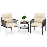 3 Pieces Patio Bistro PE Outdoor Wicker Rattan Furniture Conversation Set