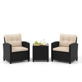 3 Pieces Patio Furniture Set with Tempered Glass Coffee Table