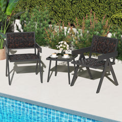3 Pieces Patio PE Wicker Bistro Set with Quick-Drying Foam