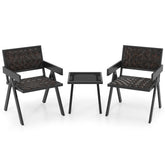 3 Pieces Patio PE Wicker Bistro Set with Quick-Drying Foam