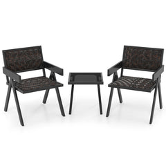 3 Pieces Patio PE Wicker Bistro Set with Quick-Drying Foam