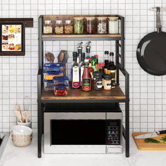 3-Tier Microwave Stand with 2 Open Shelves and Heavy-duty Metal Frame