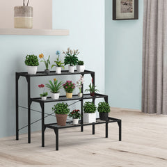 Outdoor 3 Tier Metal Plant Stand with Heavy Duty Rack for Multiple Use