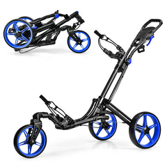 3 Wheel Folding Golf Push Cart with Scoreboard and Adjustable Handle