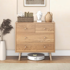 4-Drawer Dresser Cabinet Storage Organizer Rubber Leg with Rail