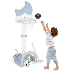 4-In-1 Kids Basketball Hoop with Moon-shaped Electronic Scoreboard and Play Set