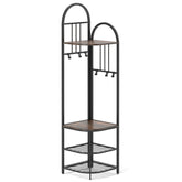 4-Tier Coat Rack Corner Hall Tree with Shoe Storage Bench