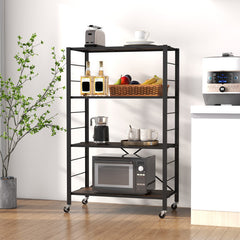 4-tier Foldable Storage Shelf for Tool Room Kitchen Living Room