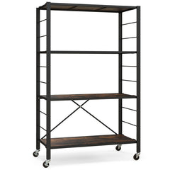 4-tier Foldable Storage Shelf for Tool Room Kitchen Living Room