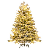 4.5/6/7 FT Artificial Pre-Lit Christmas Tree Hinged Xmas Tree with Warm White LED lights