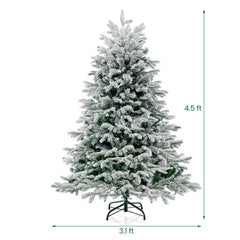 4.5/6/7 FT Artificial Pre-Lit Christmas Tree Hinged Xmas Tree with Warm White LED lights