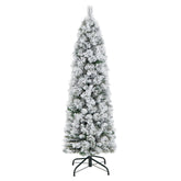 4.5/6/7 Feet Christmas Tree with 258 Branch Tips and 100 Incandescent Lights-Flocked and Slim
