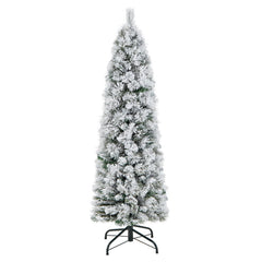 4.5/6/7 Feet Christmas Tree with 258 Branch Tips and 100 Incandescent Lights-Flocked and Slim