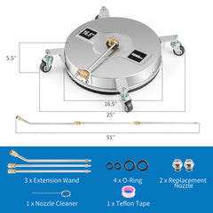 4000PSI Pressure Washer Surface Cleaner Stainless Steel with Casters