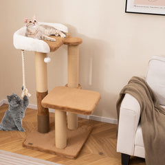 44 Inches Modern Cat Tree for Indoor Cats with Plush Padded Perch and Dangling Ball