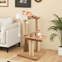 44 Inches Modern Cat Tree for Indoor Cats with Plush Padded Perch and Dangling Ball