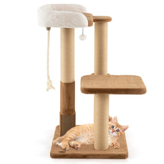 44 Inches Modern Cat Tree for Indoor Cats with Plush Padded Perch and Dangling Ball