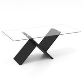 47 Inch Rectangle Glass Coffee Table Modern Center Table with Tempered Glass Tabletop