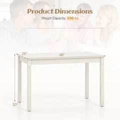 48-Inch Wooden Dining Table for 4 People Rectangular Kitchen Table with Rubber Wood Legs