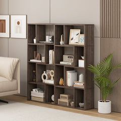 48 Inch 4-Tier Geometric Bookshelf with 8 Cubes for Living Room Bedroom