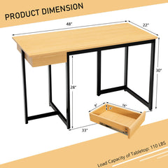48 Inch Computer Desk with Metal Frame and Adjustable Pads