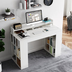 Office Computer Desk with Dual 3 Tier Bookshelf and Monitor Shelf