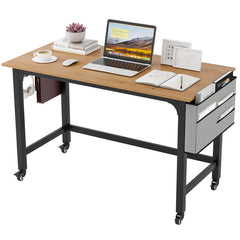48 Inch Mobile Computer Workstation with 4 Smooth Casters