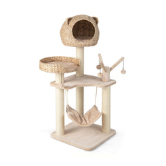 Multi-Level Cat Tree with Condo Hammock and Rotatable Hanging Balls