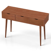 48 Inch Writing Computer Desk with 3 Drawers Solid Wood Legs