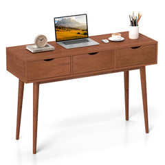 48 Inch Writing Computer Desk with 3 Drawers Solid Wood Legs