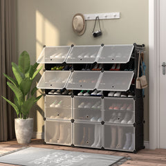 12-Cube 48 Pairs Portable Shoe Shelves with Hook
