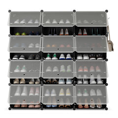 12-Cube 48 Pairs Portable Shoe Shelves with Hook