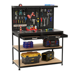48 x 24 Inch Workbench Work Table with 3 PCs Pegboard Drawer and Shelves