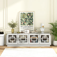 4-Door TV Stand for TVs up to 75 Inch Media Console Table with Adjustable Shelves