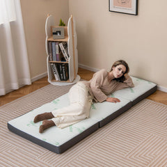4 Inch Tri-Fold Foam Mattress with Washable Cover for Yoga Guest Mat