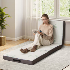 4 Inch Tri-Fold Foam Mattress with Washable Cover for Yoga Guest Mat