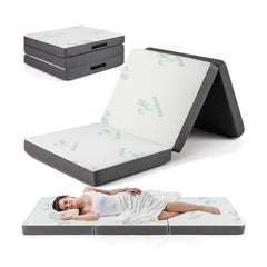 4 Inch Tri-Fold Foam Mattress with Washable Cover for Yoga Guest Mat