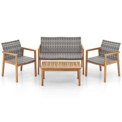 4-Piece Patio Furniture Set with Loveseat Single Chairs and Coffee Table