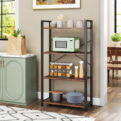 4-Tier Bookshelf with Heavy Duty Metal Frame Industrial Display Shelf
