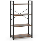 4-Tier Bookshelf with Heavy Duty Metal Frame Industrial Display Shelf