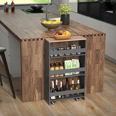 4-Tier Rolling Storage Cart Slim Kitchen Cart on Wheels with Open Shelves and Handle