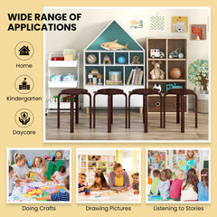 Set of 4 18 Inch Stackable Bentwood Dining Chairs with Round Top