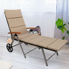 Foldable Wicker Outdoor Chaise Lounge Chair with Aluminum Frame