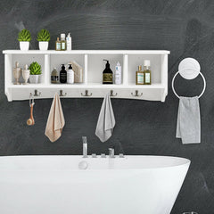 Hanging Entryway Shelf Coat Rack Wall Mounted Storage Cabinets In White