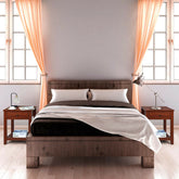 Set of 2 Nightstand with Storage Shelf and Pull Handle