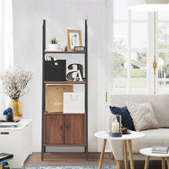 Ladder Shelf 3 Tier Bookcase Metal Frame Bookshelf