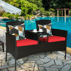 Patented Modern Patio Set with Built-in Coffee Table and Cushions